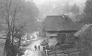Oberwil um 1925, noch mit Weg statt Strasse